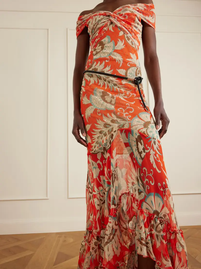 Etro Printed Ruffled Midi Dress | Thumbnail 4 Etro Printed Ruffled Midi Dress | Thumbnail 4