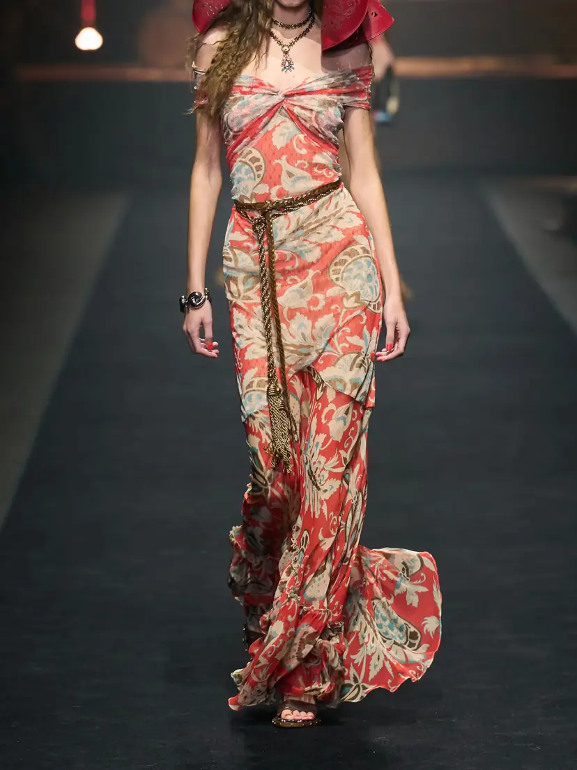 Etro Printed Ruffled Midi Dress | Thumbnail 5 Etro Printed Ruffled Midi Dress | Thumbnail 5