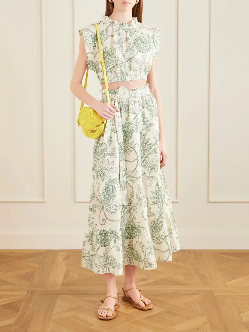 Lemlem Sanaa Tiered Printed Linen Midi Skirt | Thumbnail 2 Lemlem Sanaa Tiered Printed Linen Midi Skirt | Thumbnail 2
