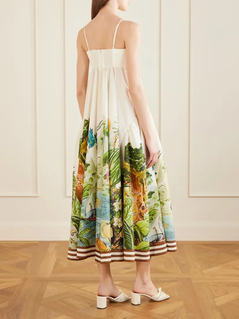 ALÉMAIS Printed Organic Cotton Midi Dress | Thumbnail 3