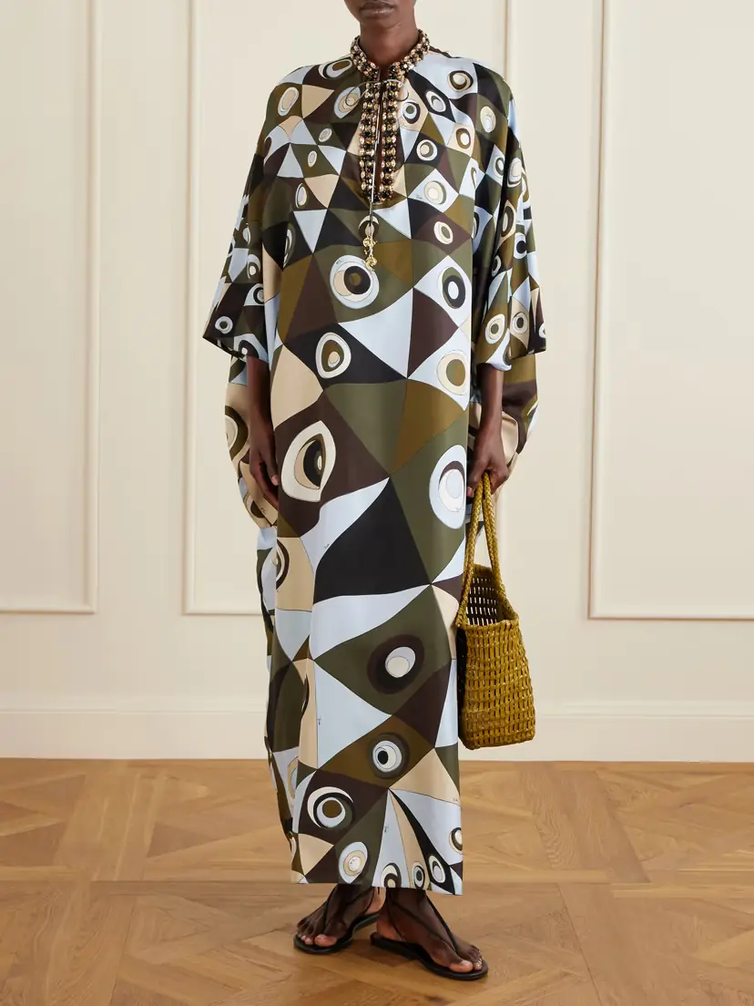PUCCI Embellished Printed Silk-twill Kaftan | Thumbnail 2 PUCCI Embellished Printed Silk-twill Kaftan | Thumbnail 2
