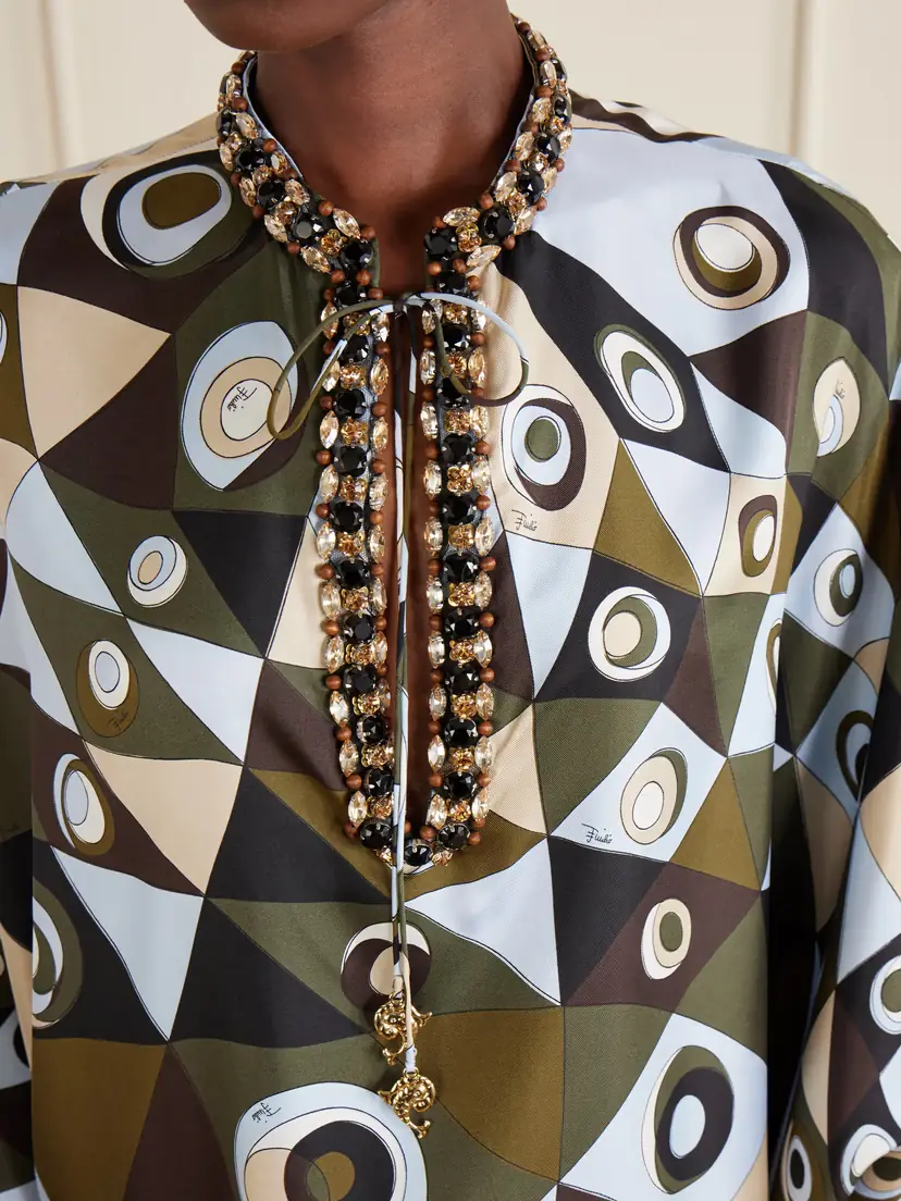 PUCCI Embellished Printed Silk-twill Kaftan | Thumbnail 4 PUCCI Embellished Printed Silk-twill Kaftan | Thumbnail 4