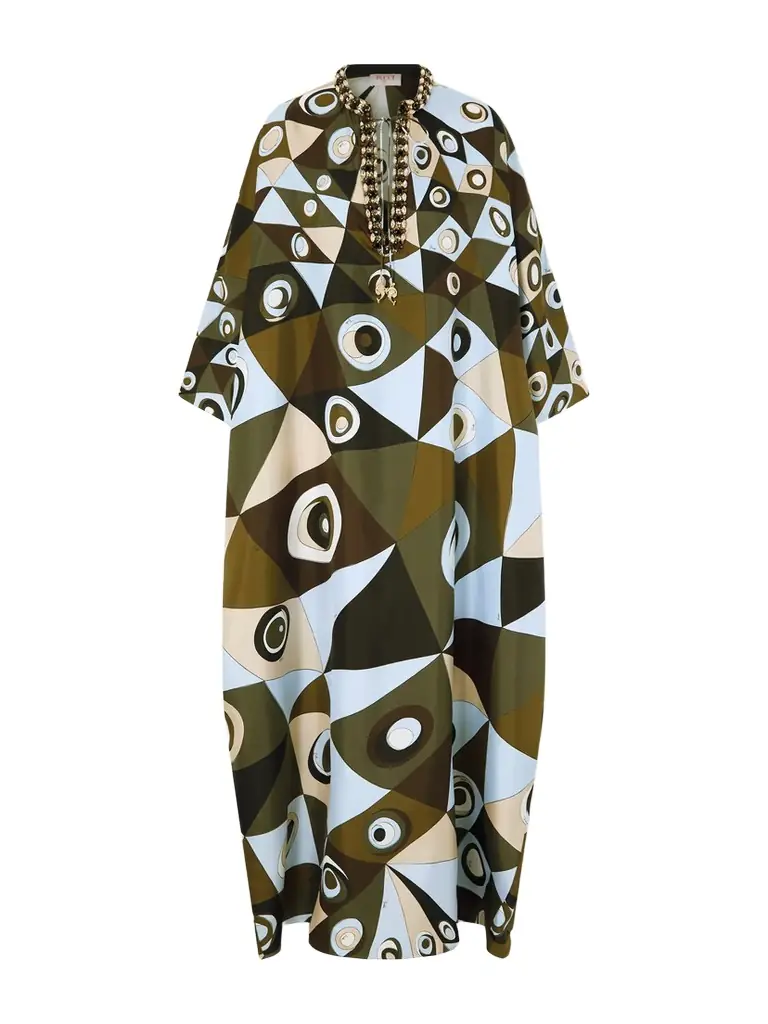 PUCCI Embellished Printed Silk-twill Kaftan | Image 1 PUCCI Embellished Printed Silk-twill Kaftan | Image 1