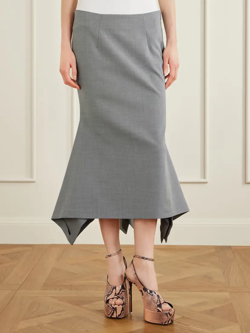 The Attico Wool And Cotton-blend Midi Skirt | Thumbnail 3 The Attico Wool And Cotton-blend Midi Skirt | Thumbnail 3