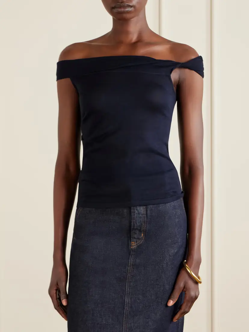 Arch4 Off-the-shoulder Silk And Cashmere-blend Top | Thumbnail 3 Arch4 Off-the-shoulder Silk And Cashmere-blend Top | Thumbnail 3