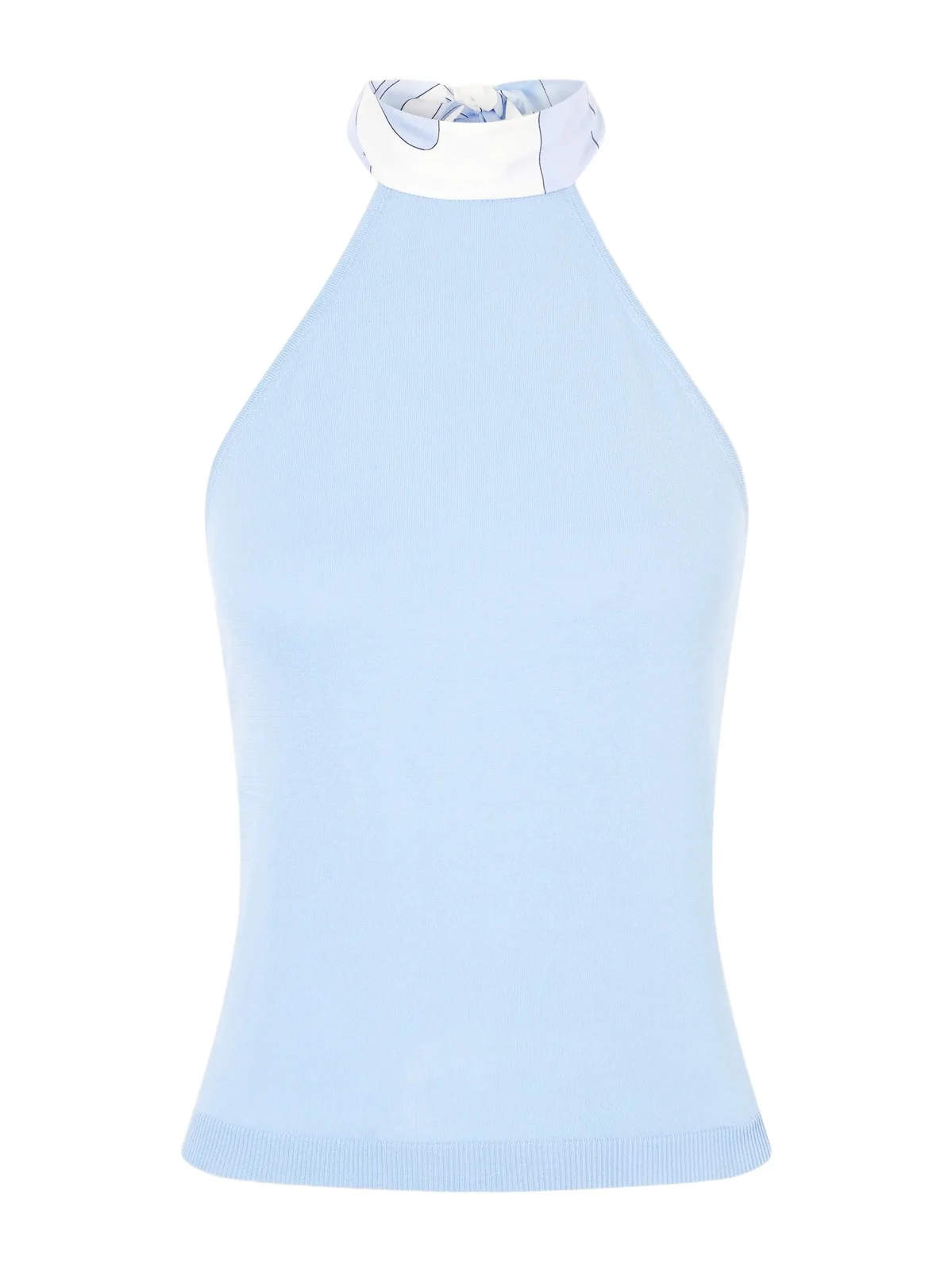 Printed Silk-trimmed Cotton Halterneck Top Printed Silk-trimmed Cotton Halterneck Top