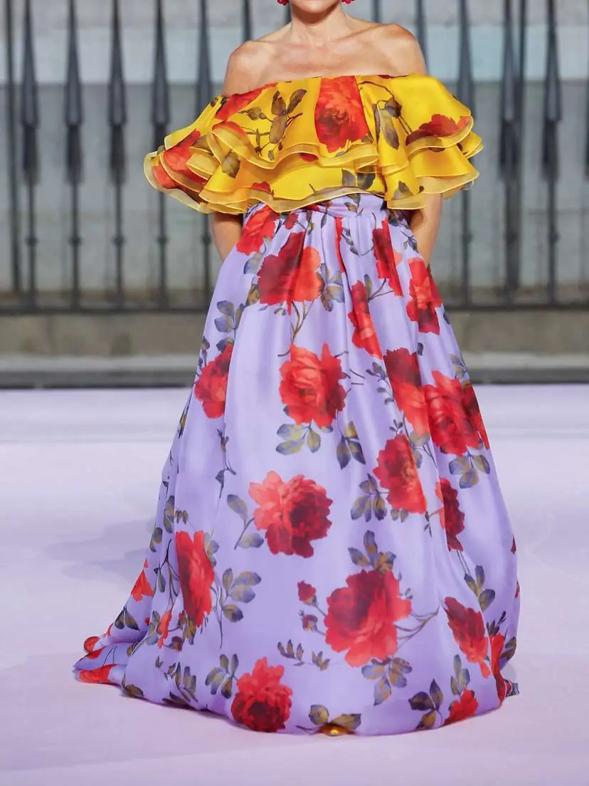 Carolina Herrera Off-the-shoulder Ruffled Floral-print Silk-organza Top | Thumbnail 6