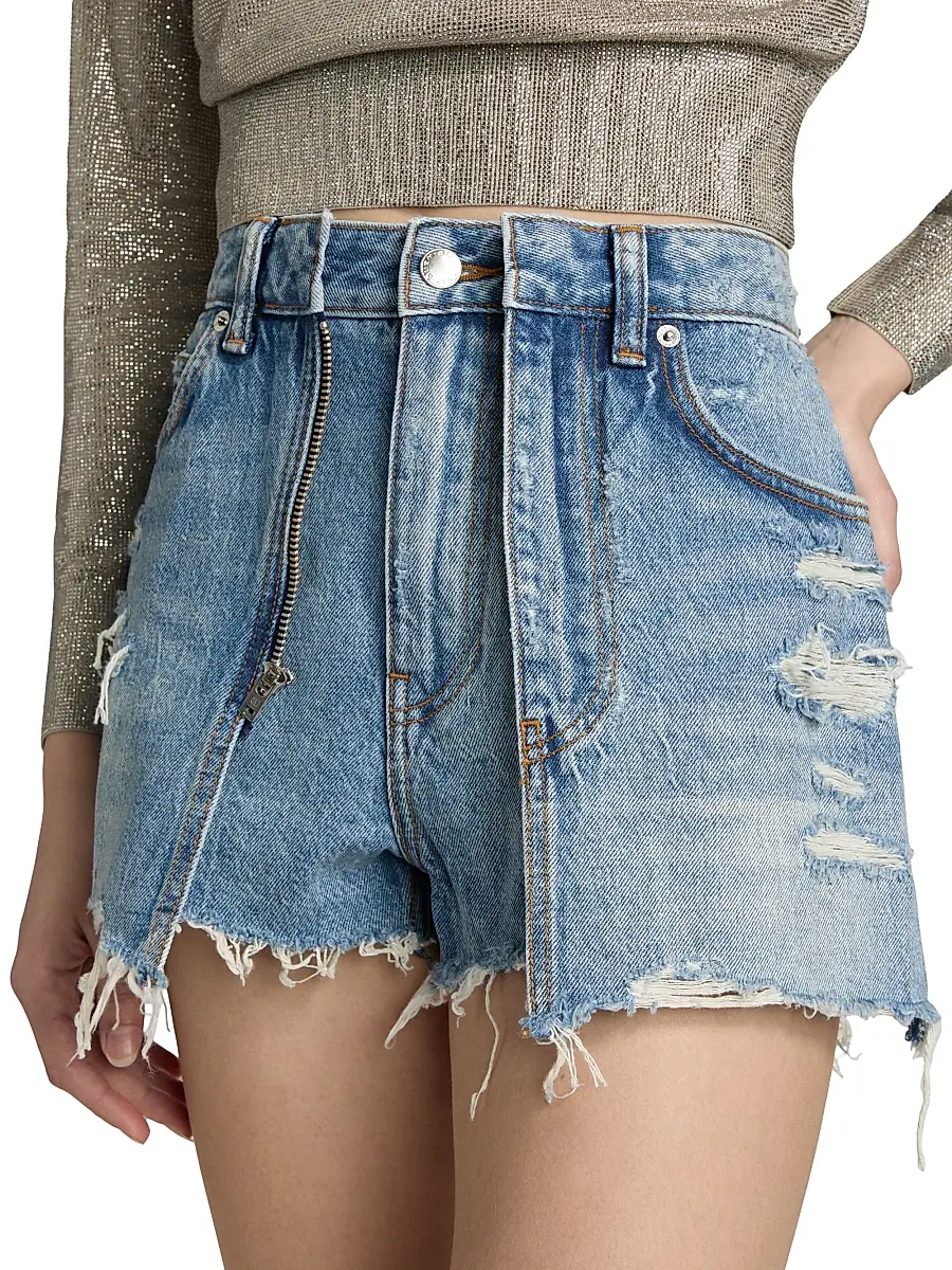 Alexander Wang Women's Distressed Double Layer Skort - Authentic Light Indigo | Thumbnail 6