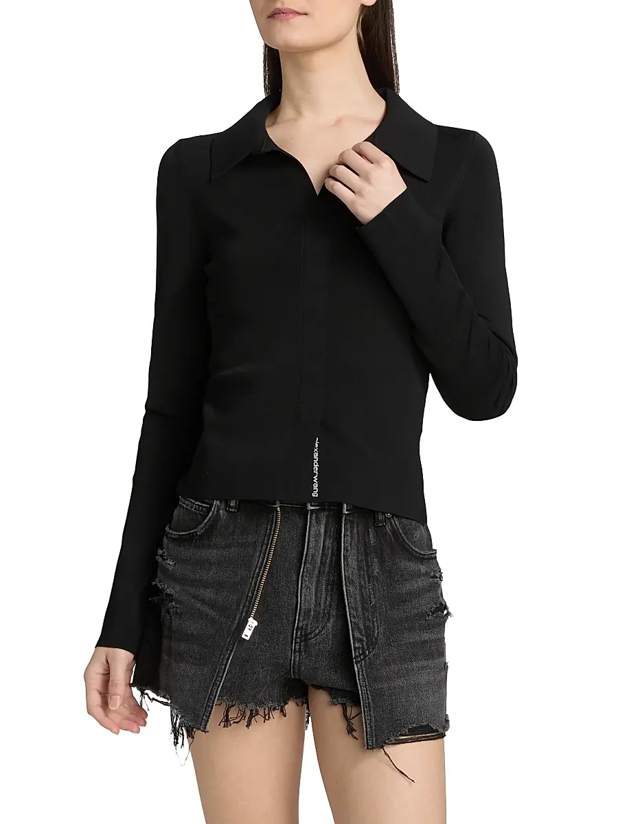 Alexander Wang Women's Fixed Polo Sweater | Thumbnail 3