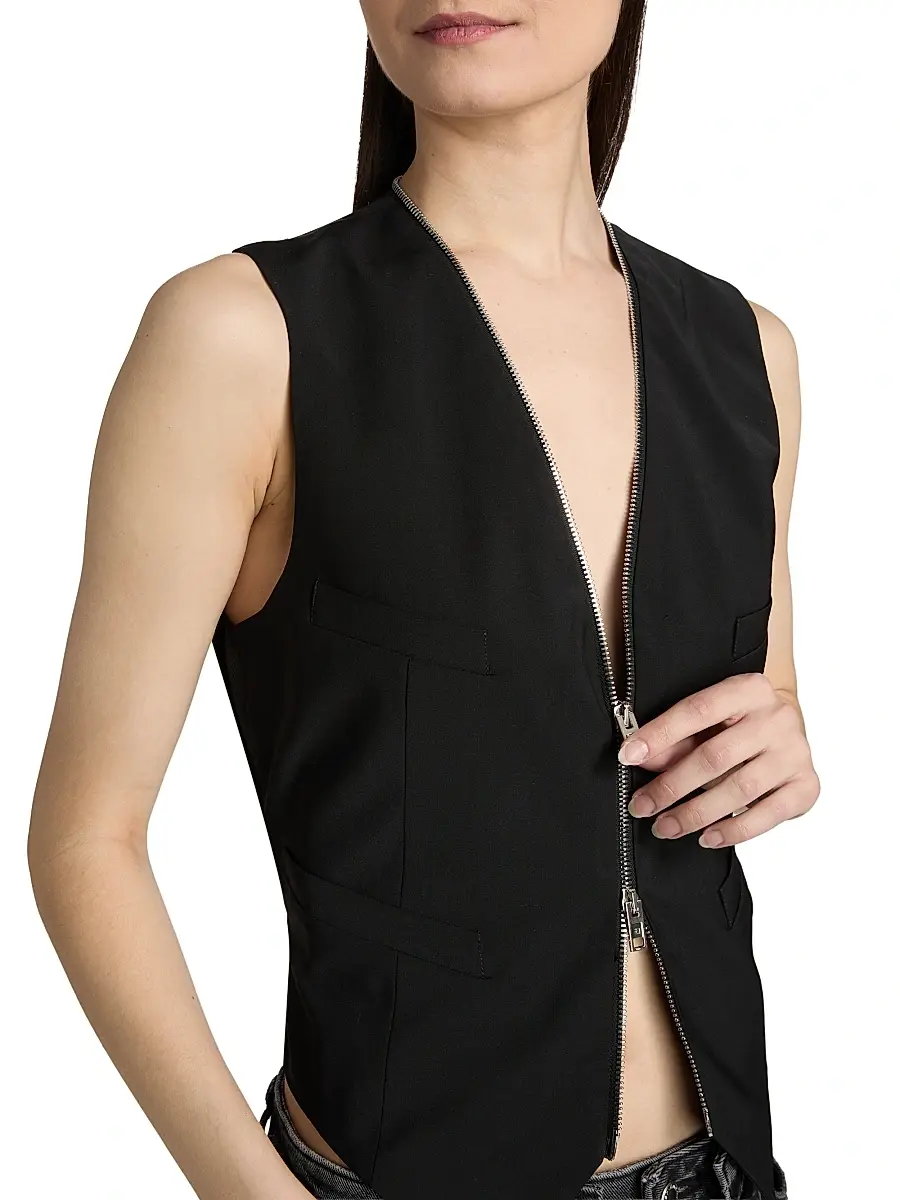 Alexander Wang Women's Tailored Wool-Blend Zip Vest | Thumbnail 6