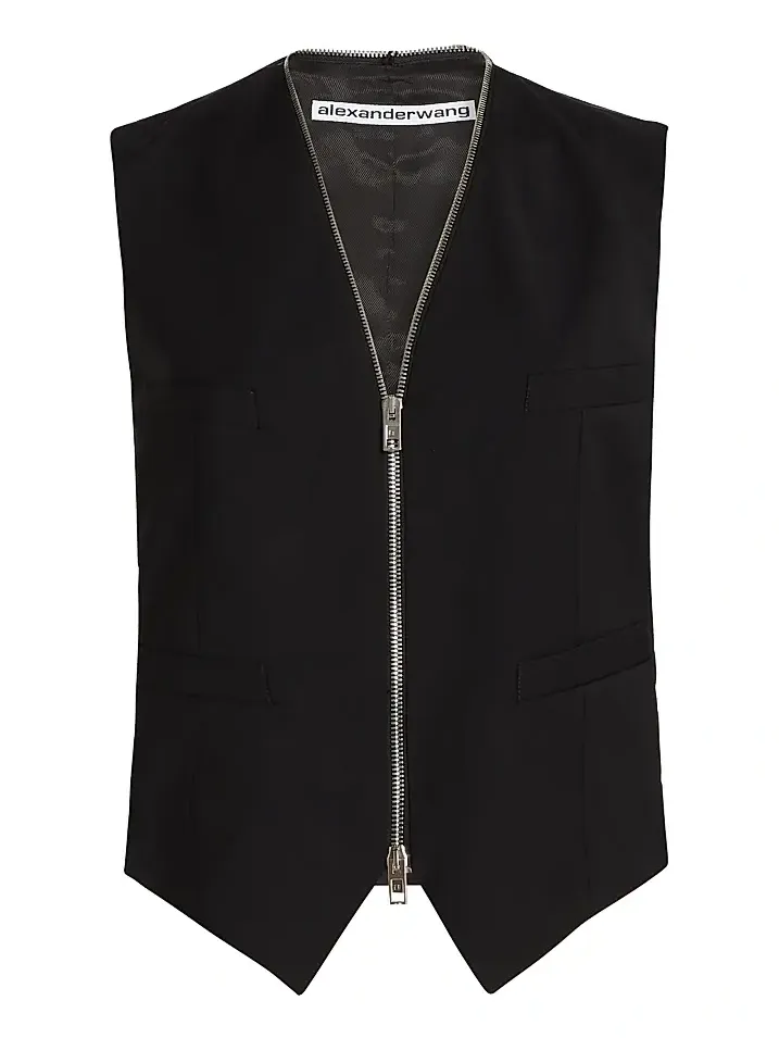 Women's Tailored Wool-Blend Zip Vest