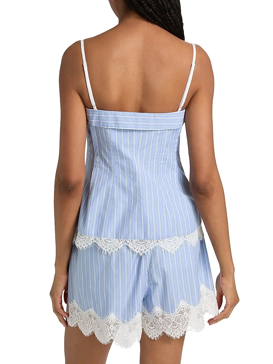 Simkhai Women's Contrast Lace-Trim Poplin Bustier Top | Thumbnail 5