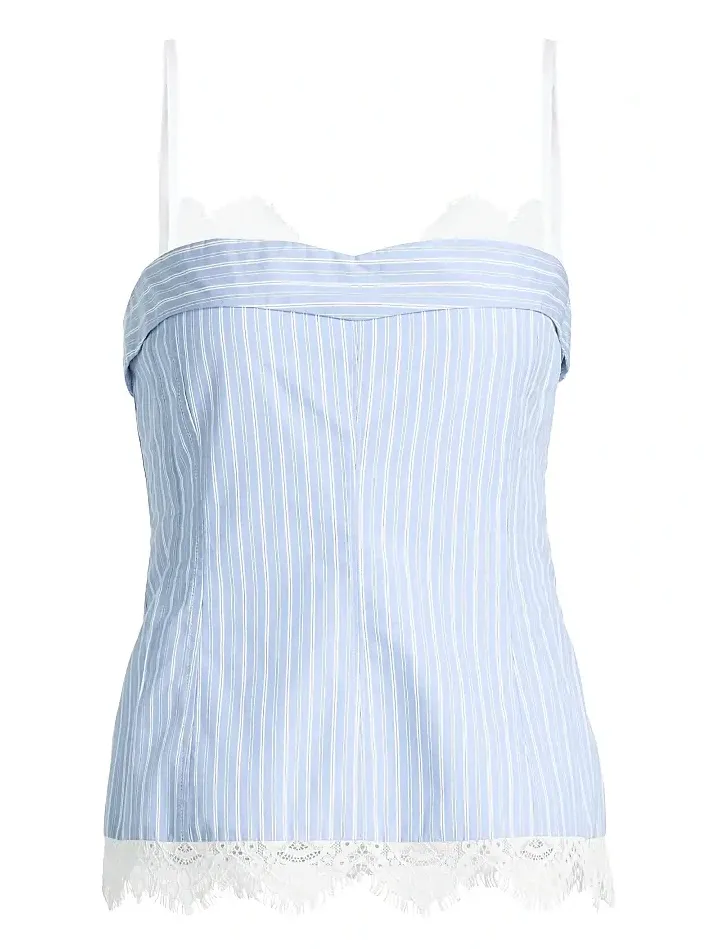 Women's Contrast Lace-Trim Poplin Bustier Top Women's Contrast Lace-Trim Poplin Bustier Top