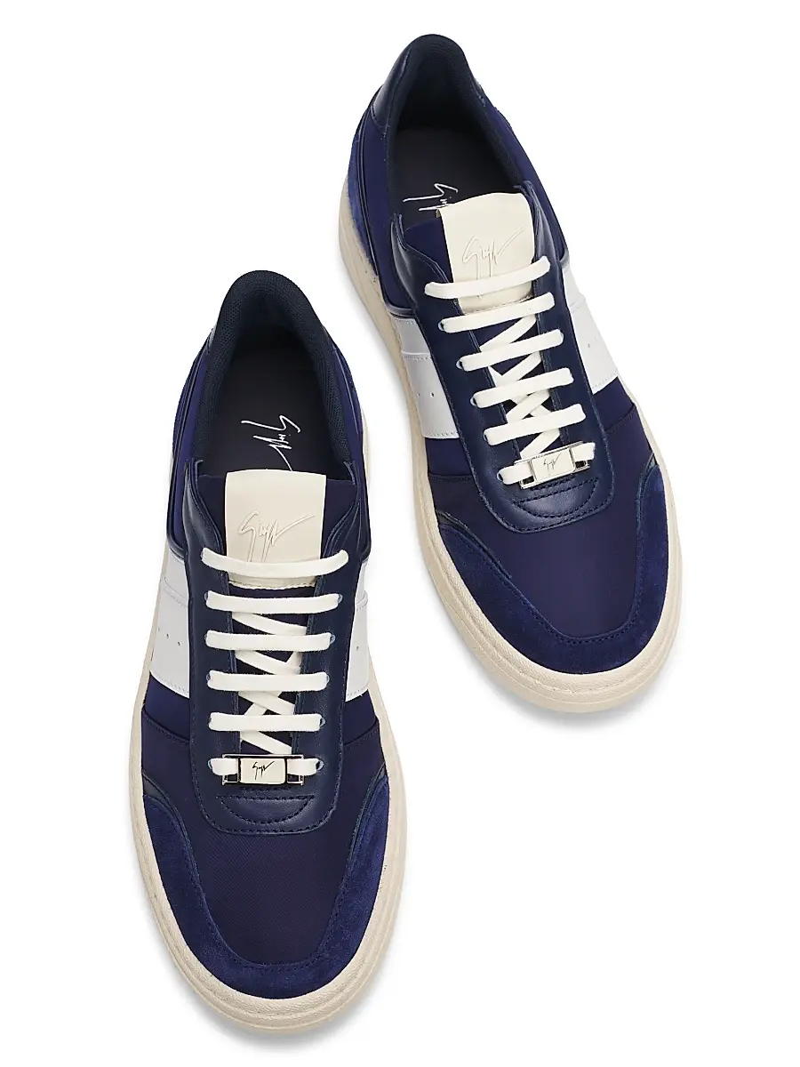 Giuseppe Zanotti Men's Side Stripe Suede & Leather Low-Top Sneakers | Thumbnail 4 Giuseppe Zanotti Men's Side Stripe Suede & Leather Low-Top Sneakers | Thumbnail 4