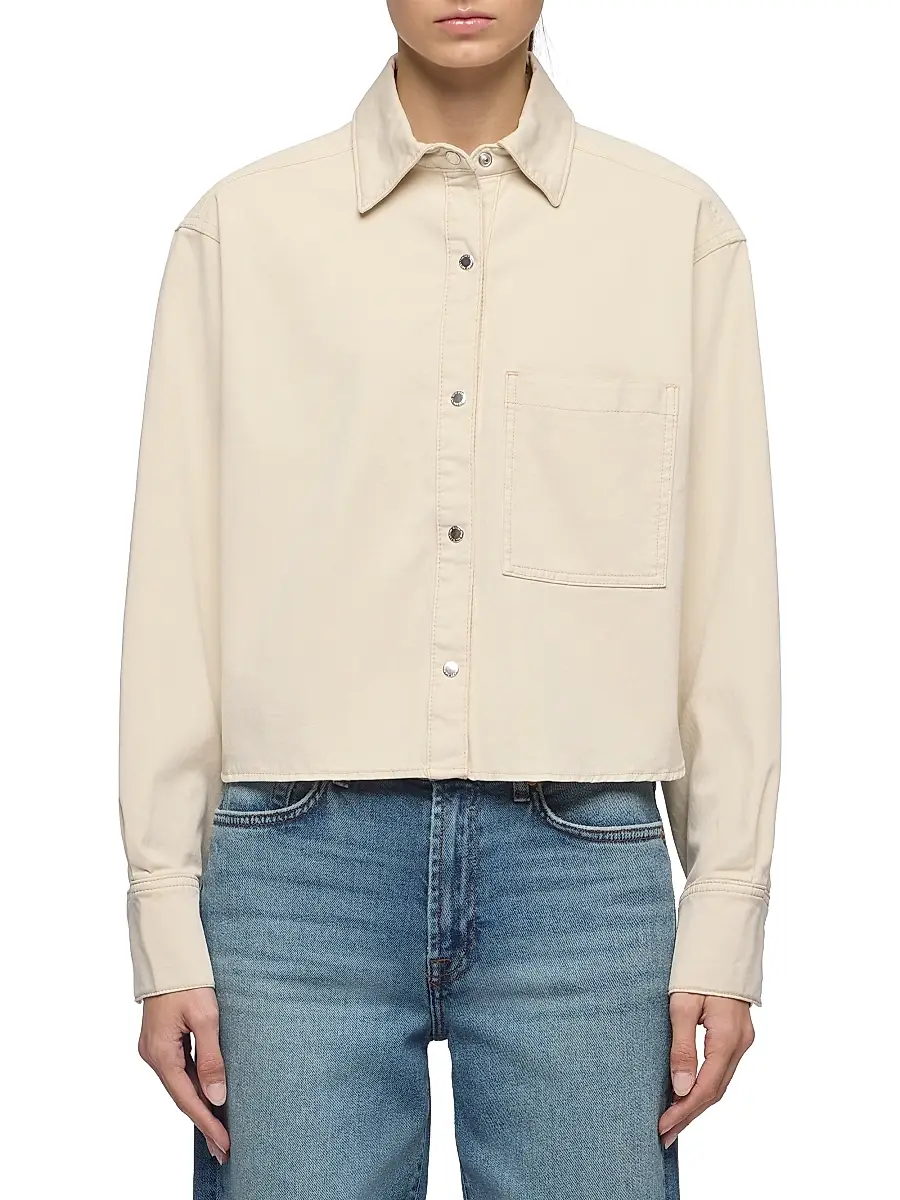 7 For All Mankind Women's Ivy Workwear Crop Shirt | Thumbnail 3