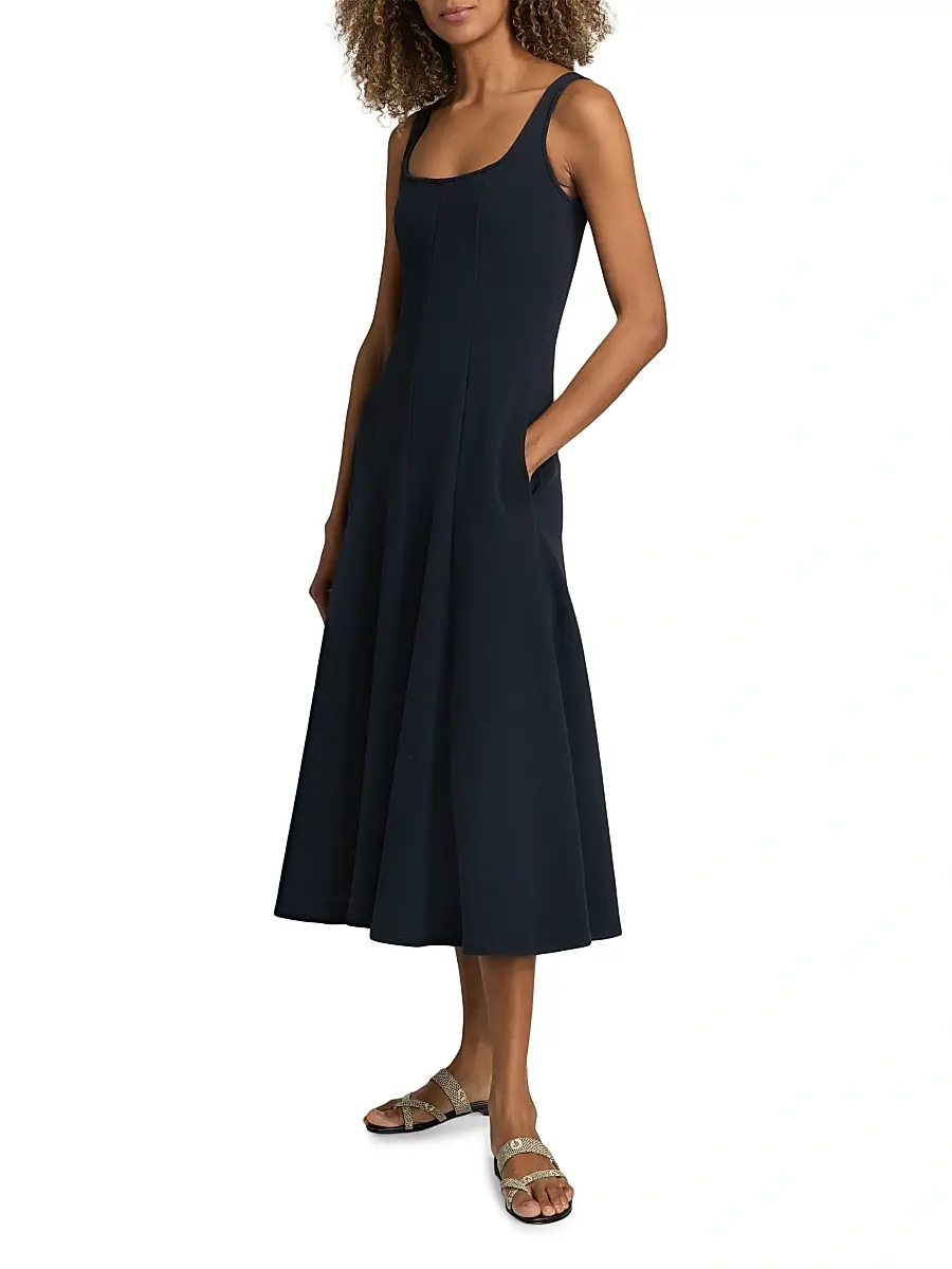 Vince Women's Square Neck Seamed Midi-Dress | Thumbnail 4 Vince Women's Square Neck Seamed Midi-Dress | Thumbnail 4