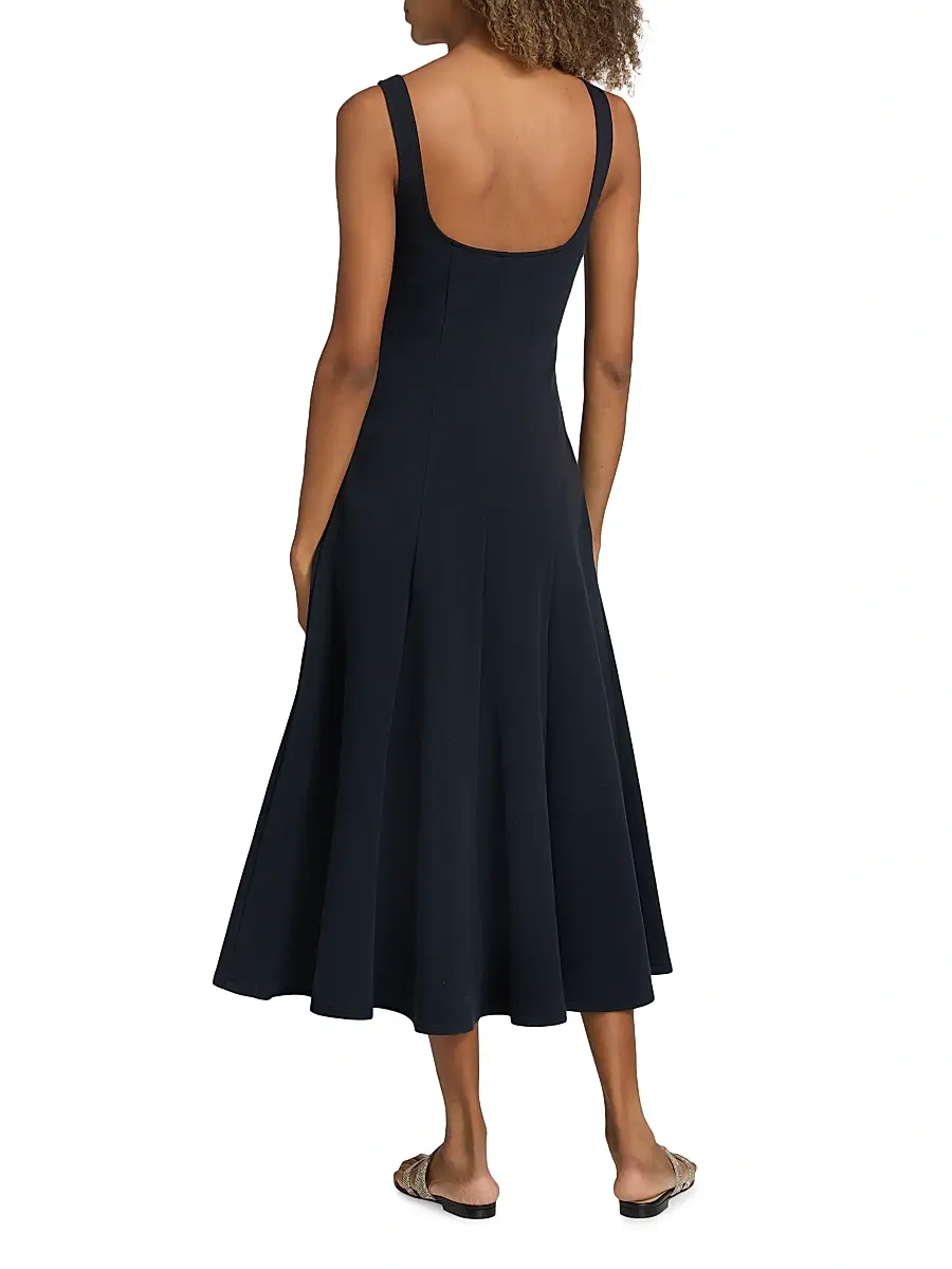 Vince Women's Square Neck Seamed Midi-Dress | Thumbnail 5 Vince Women's Square Neck Seamed Midi-Dress | Thumbnail 5