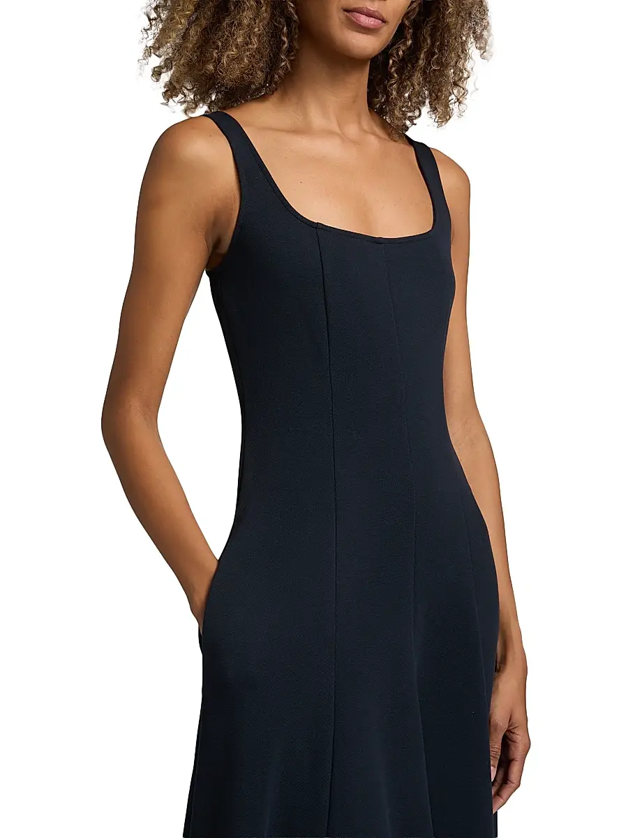 Vince Women's Square Neck Seamed Midi-Dress | Thumbnail 6 Vince Women's Square Neck Seamed Midi-Dress | Thumbnail 6