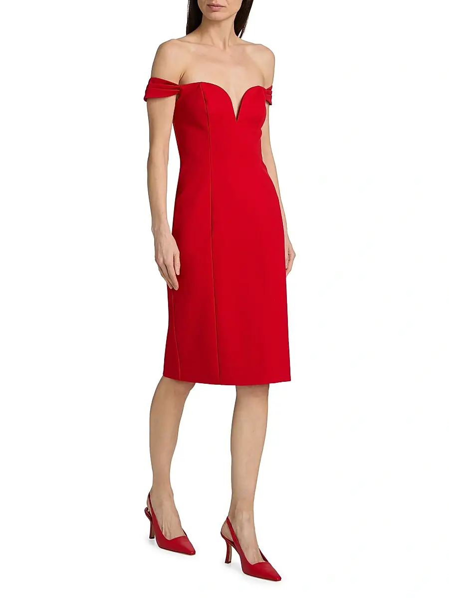 L'AGENCE Women's Vivie Off-the-Shoulder Sheath Dress - Lipstick Red | Thumbnail 2