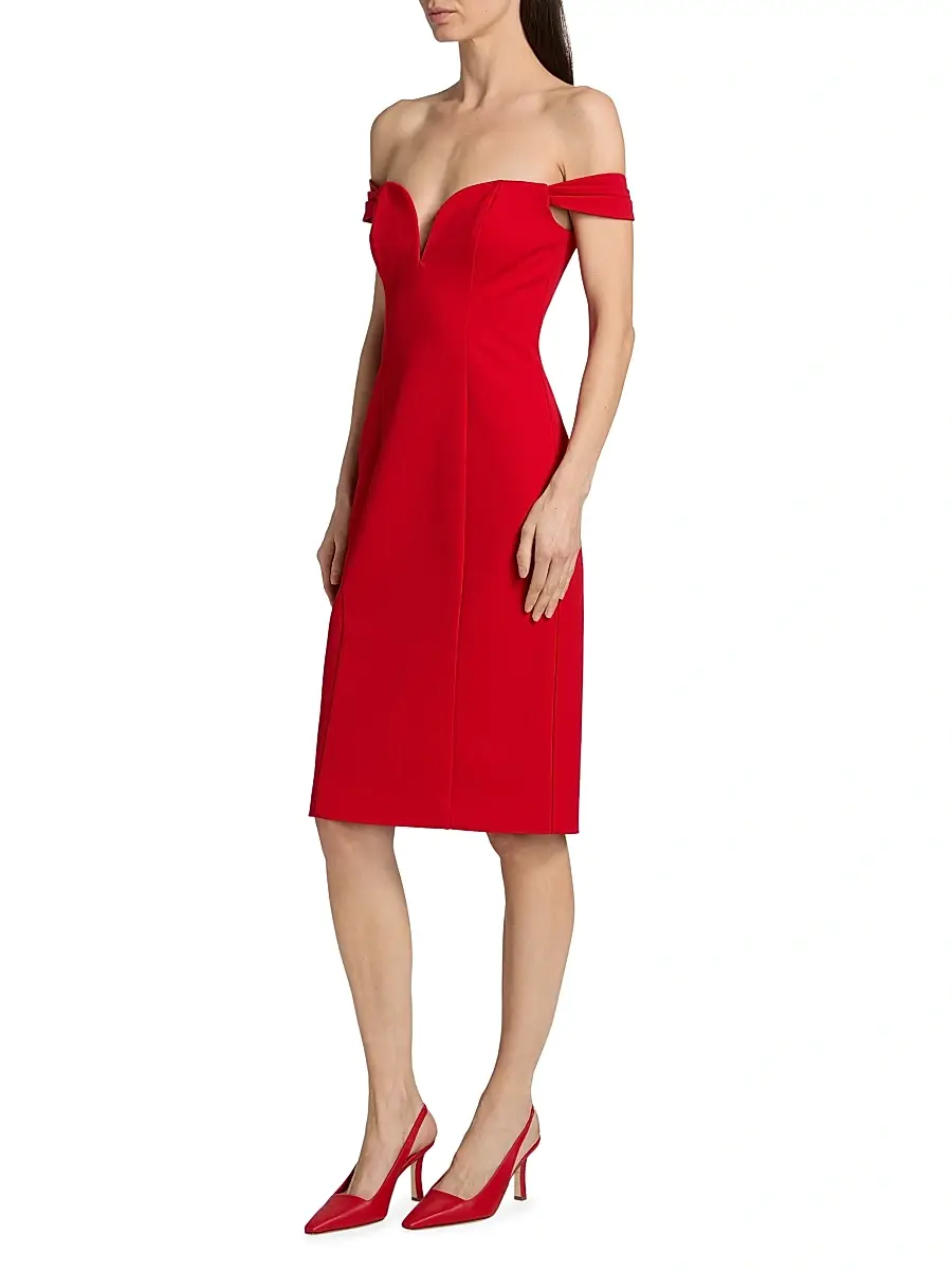 L'AGENCE Women's Vivie Off-the-Shoulder Sheath Dress - Lipstick Red | Thumbnail 4