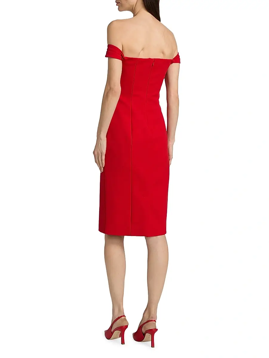 L'AGENCE Women's Vivie Off-the-Shoulder Sheath Dress - Lipstick Red | Thumbnail 5
