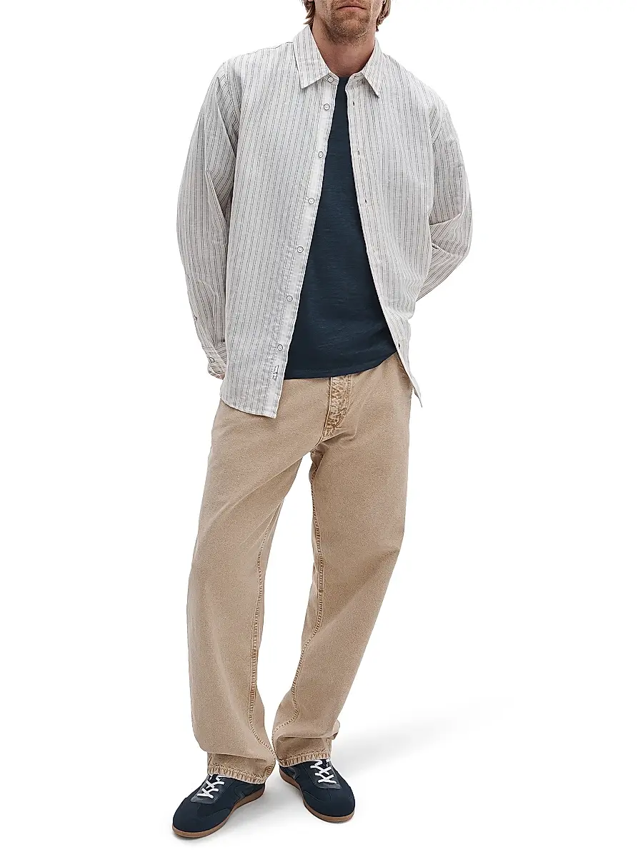 rag & bone Men's Finch Striped Linen-Cotton Shirt | Thumbnail 2 rag & bone Men's Finch Striped Linen-Cotton Shirt | Thumbnail 2
