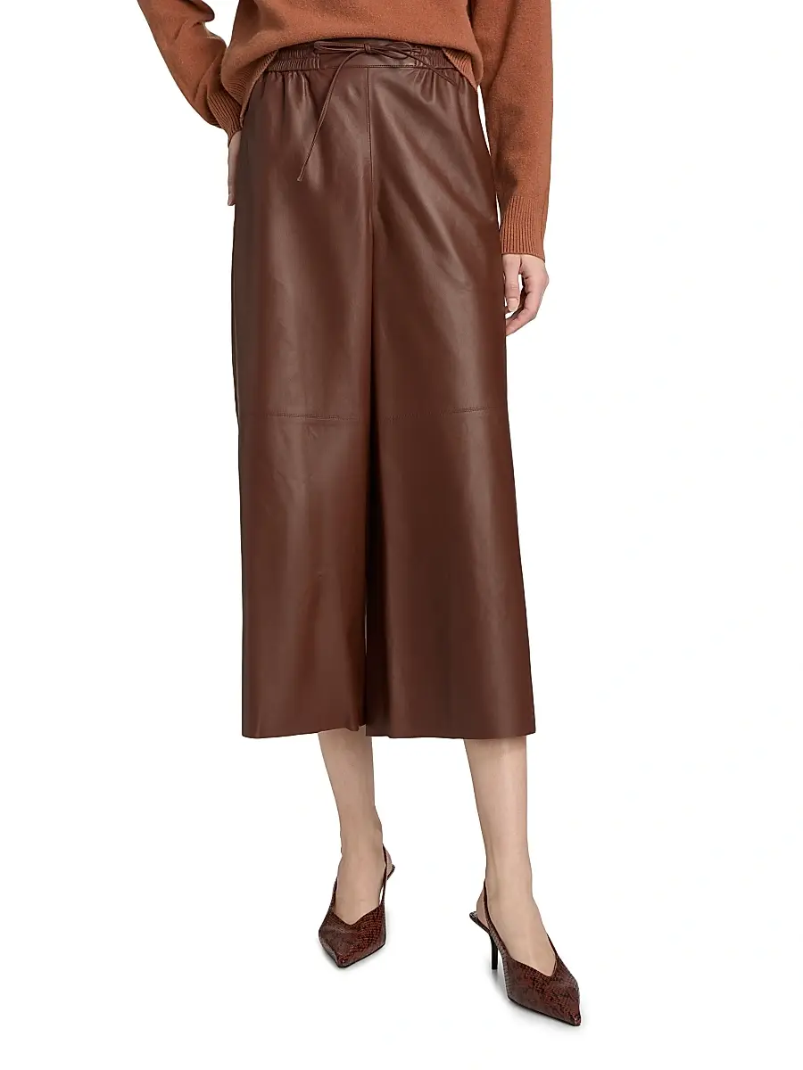 Yves Salomon Women's Leather Wide-Leg Culottes - Sumac | Thumbnail 3 Yves Salomon Women's Leather Wide-Leg Culottes - Sumac | Thumbnail 3
