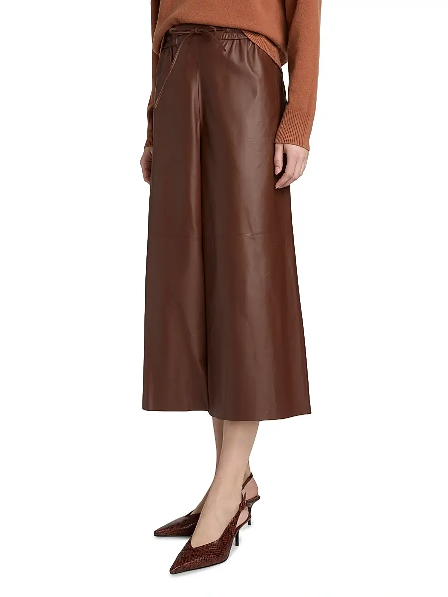 Yves Salomon Women's Leather Wide-Leg Culottes - Sumac | Thumbnail 4 Yves Salomon Women's Leather Wide-Leg Culottes - Sumac | Thumbnail 4