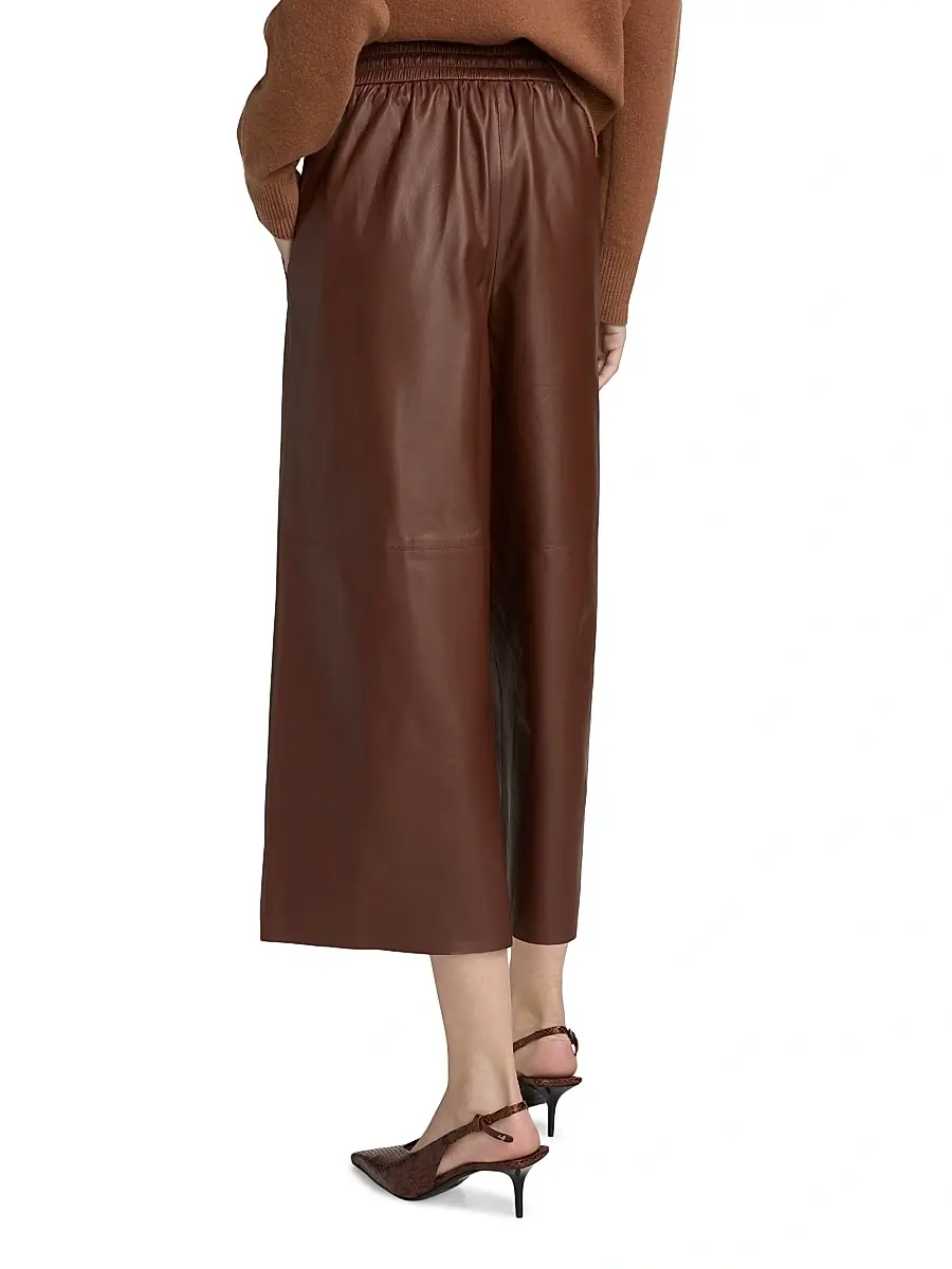 Yves Salomon Women's Leather Wide-Leg Culottes - Sumac | Thumbnail 5 Yves Salomon Women's Leather Wide-Leg Culottes - Sumac | Thumbnail 5