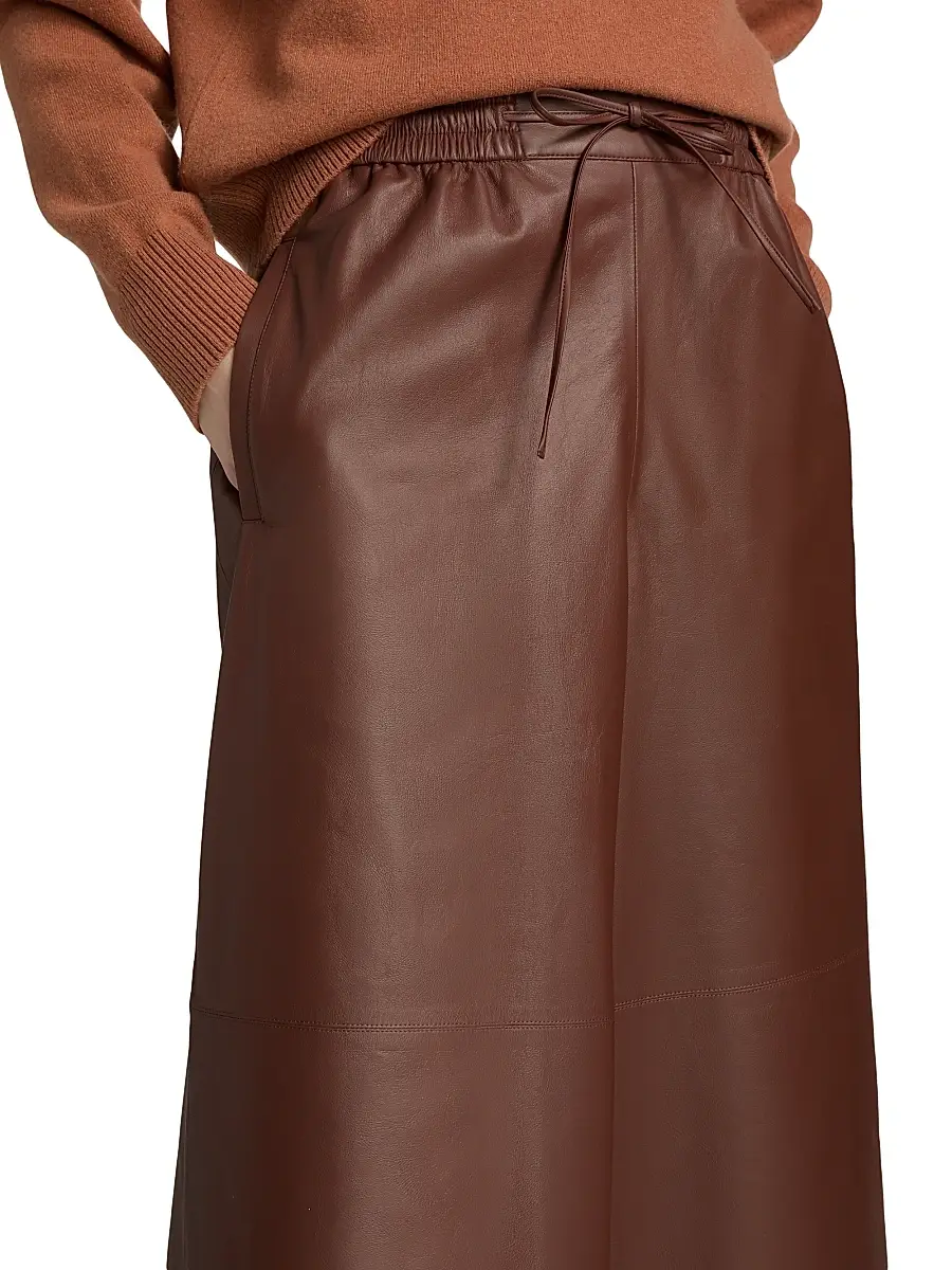 Yves Salomon Women's Leather Wide-Leg Culottes - Sumac | Thumbnail 6 Yves Salomon Women's Leather Wide-Leg Culottes - Sumac | Thumbnail 6
