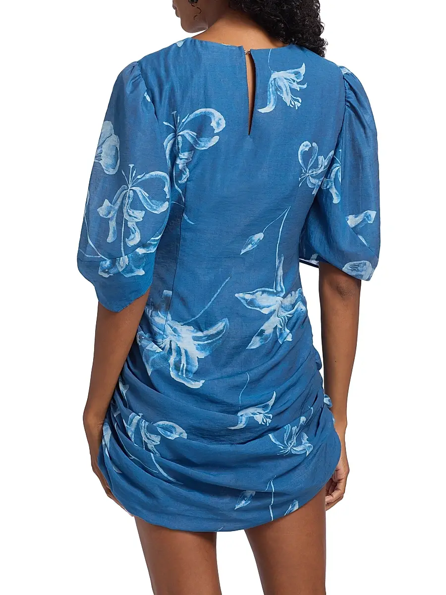 Amur Women's Isola Draped Floral Denim Minidress | Thumbnail 5 Amur Women's Isola Draped Floral Denim Minidress | Thumbnail 5