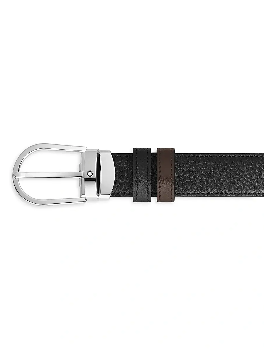 Montblanc Men's Horseshoe Reversible Leather Belt | Thumbnail 2 Montblanc Men's Horseshoe Reversible Leather Belt | Thumbnail 2
