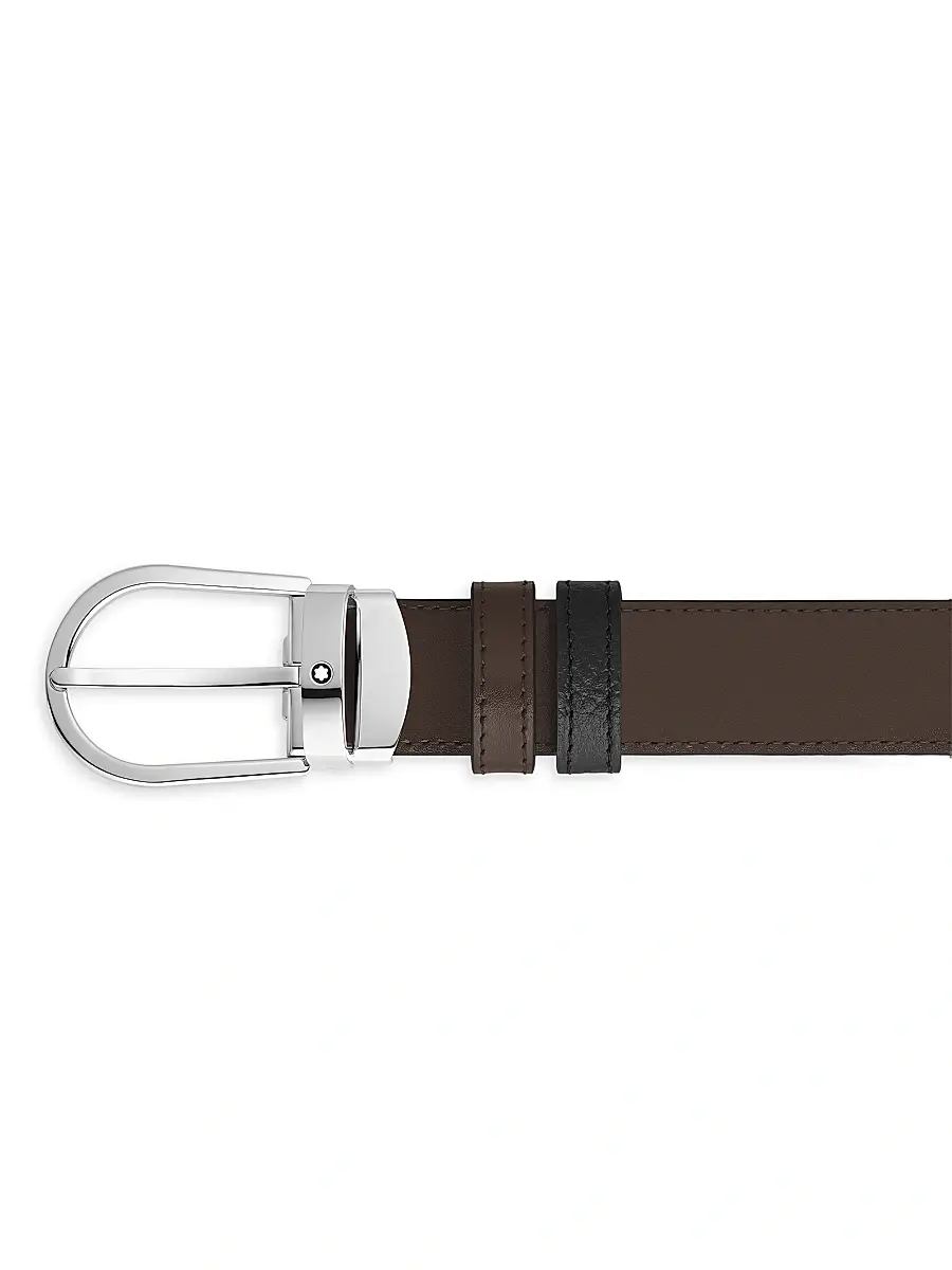 Montblanc Men's Horseshoe Reversible Leather Belt | Thumbnail 3 Montblanc Men's Horseshoe Reversible Leather Belt | Thumbnail 3
