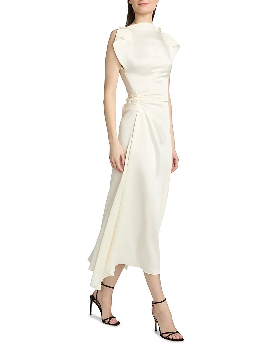 Victoria Beckham Women's Drape Bias-Cut Midi-Dress | Thumbnail 2 Victoria Beckham Women's Drape Bias-Cut Midi-Dress | Thumbnail 2