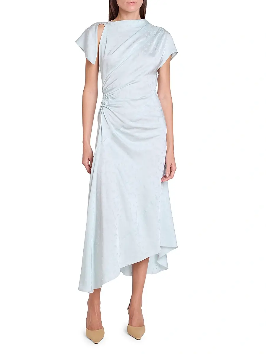 Victoria Beckham Women's Asymmetric Twist Floral Satin Midi-Dress | Thumbnail 3 Victoria Beckham Women's Asymmetric Twist Floral Satin Midi-Dress | Thumbnail 3