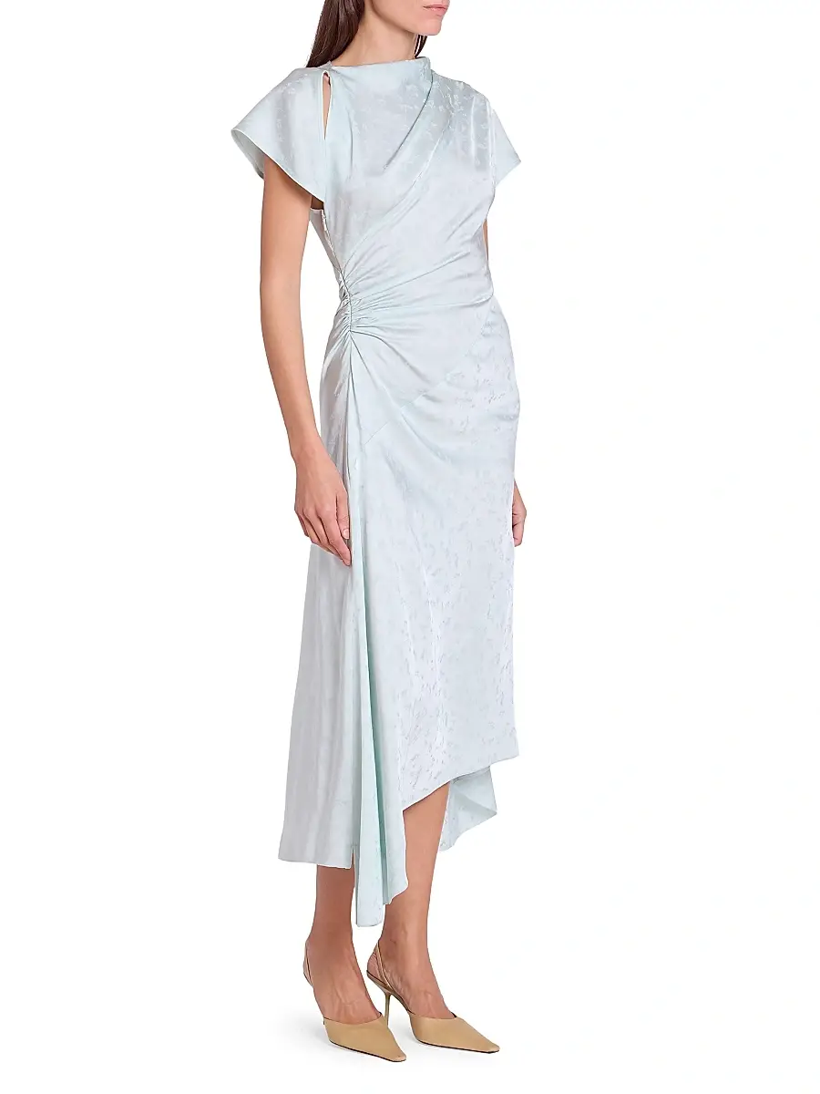 Victoria Beckham Women's Asymmetric Twist Floral Satin Midi-Dress | Thumbnail 4 Victoria Beckham Women's Asymmetric Twist Floral Satin Midi-Dress | Thumbnail 4
