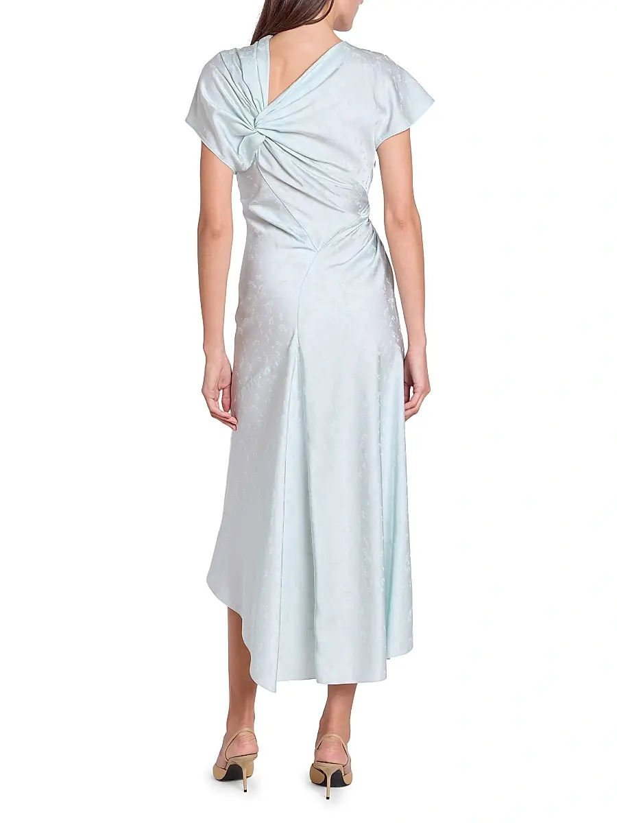 Victoria Beckham Women's Asymmetric Twist Floral Satin Midi-Dress | Thumbnail 5 Victoria Beckham Women's Asymmetric Twist Floral Satin Midi-Dress | Thumbnail 5