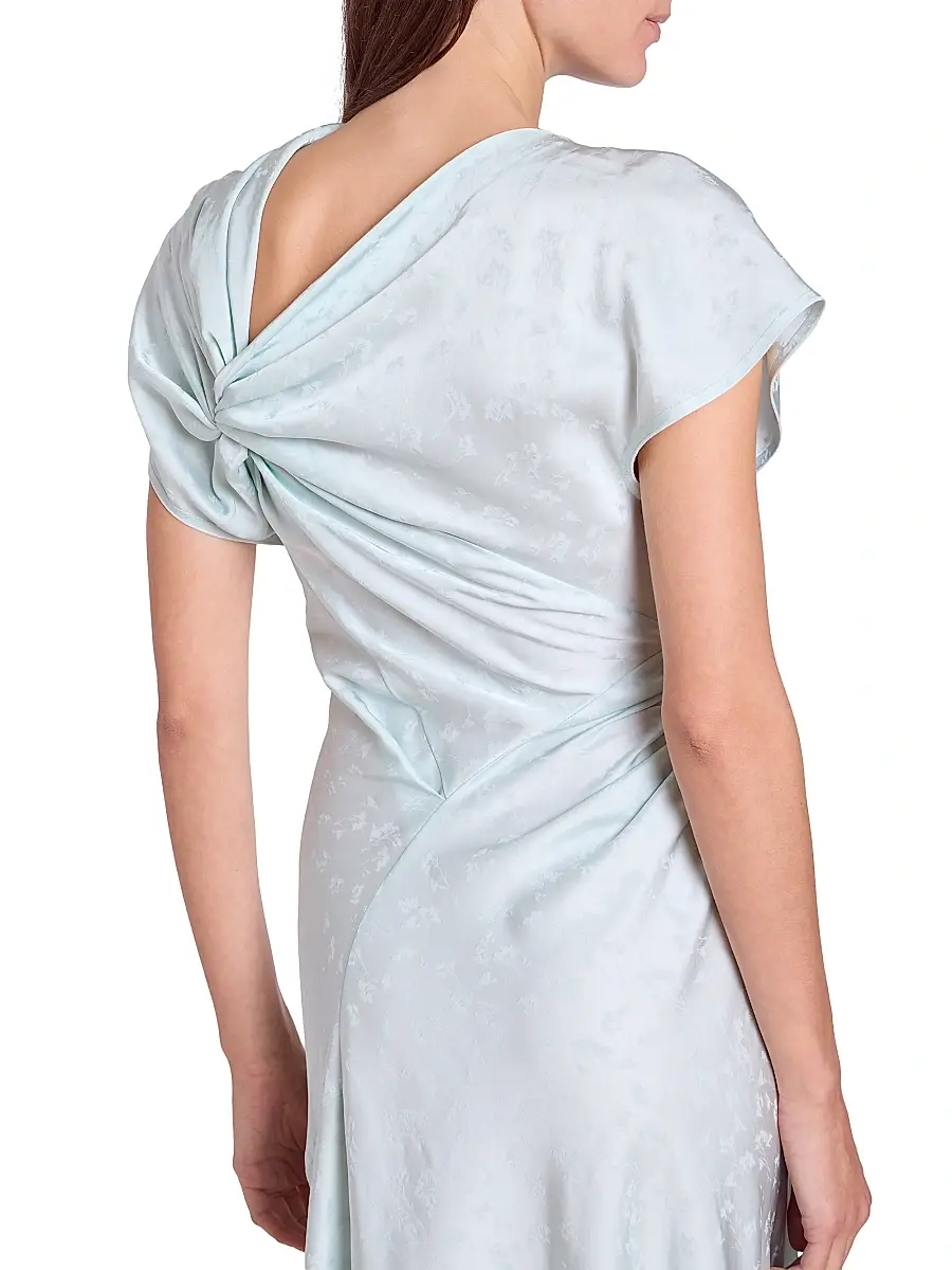 Victoria Beckham Women's Asymmetric Twist Floral Satin Midi-Dress | Thumbnail 6 Victoria Beckham Women's Asymmetric Twist Floral Satin Midi-Dress | Thumbnail 6