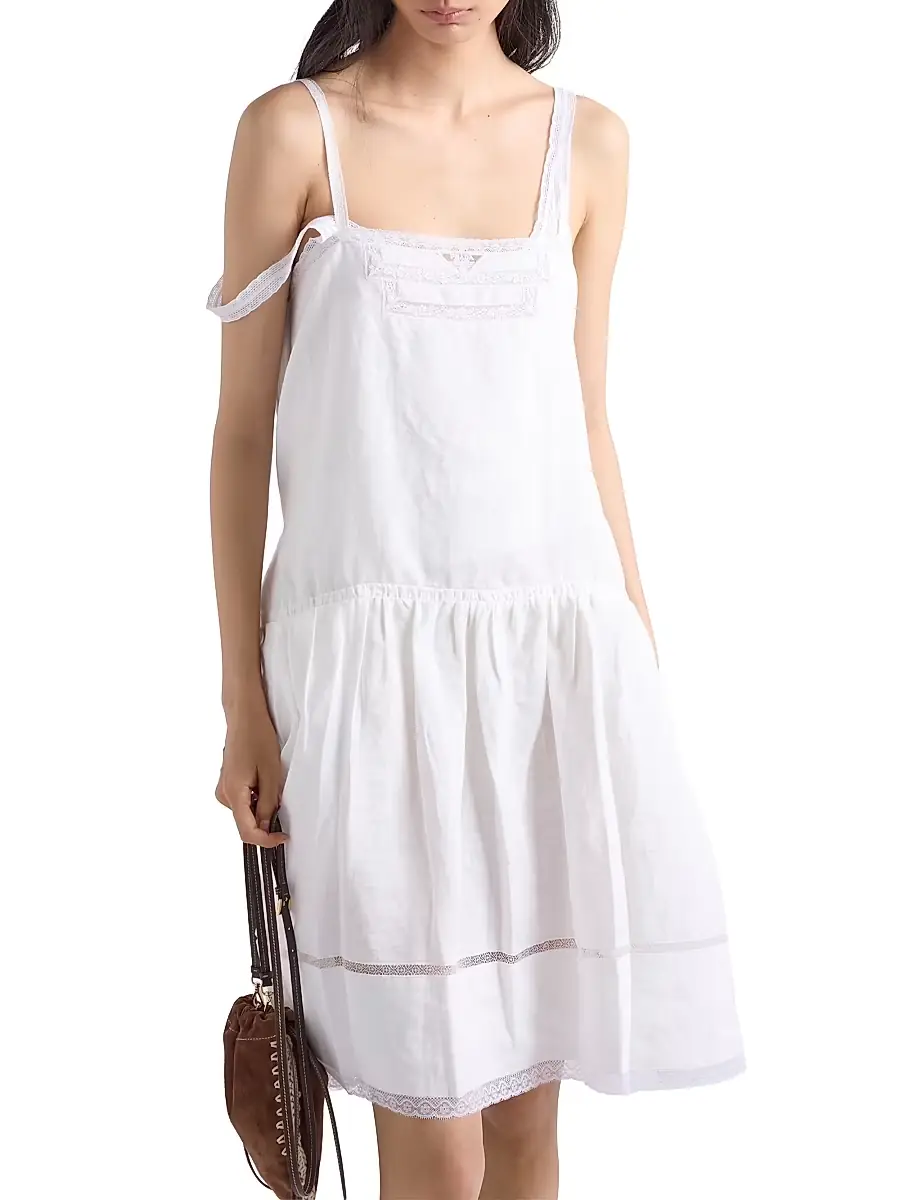 Prada Women's Embroidered Linen Dress | Thumbnail 2