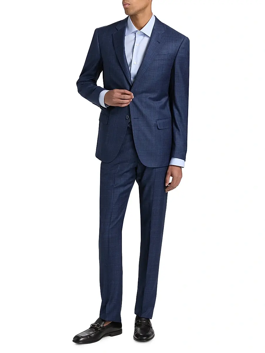 Emporio Armani Men's Windowpane Plaid Single-Breasted Wool Suit | Thumbnail 2 Emporio Armani Men's Windowpane Plaid Single-Breasted Wool Suit | Thumbnail 2