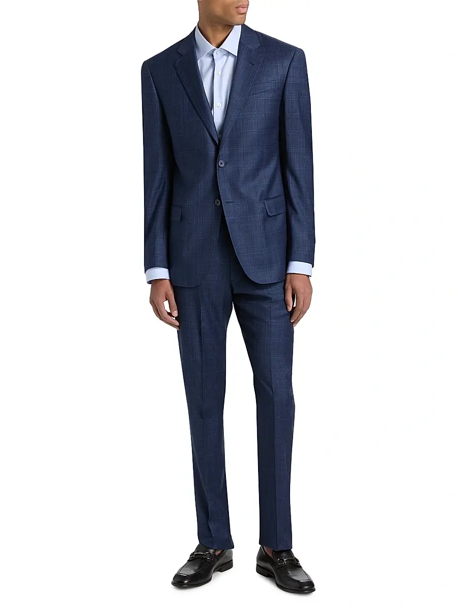 Emporio Armani Men's Windowpane Plaid Single-Breasted Wool Suit | Thumbnail 3 Emporio Armani Men's Windowpane Plaid Single-Breasted Wool Suit | Thumbnail 3
