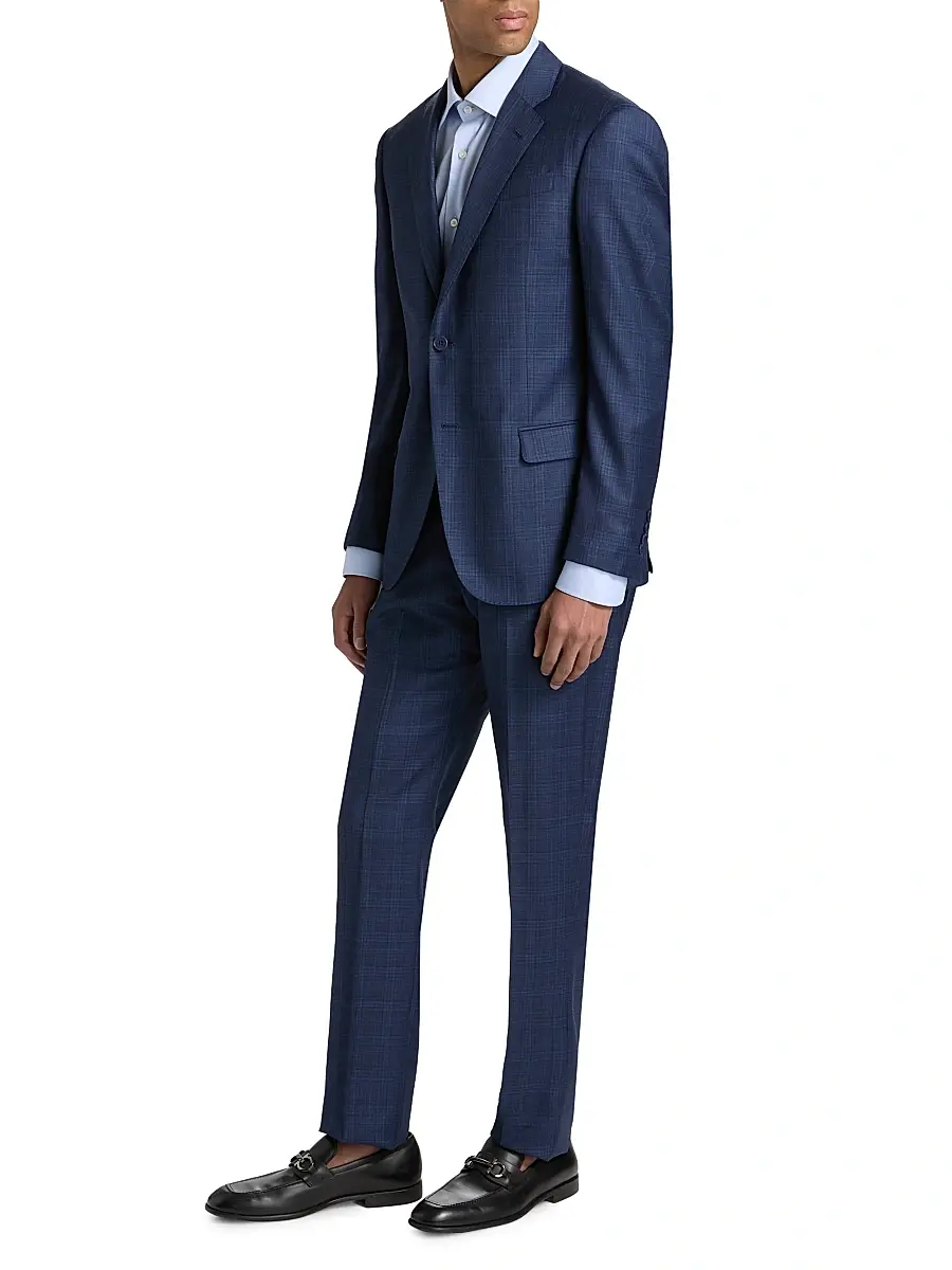 Emporio Armani Men's Windowpane Plaid Single-Breasted Wool Suit | Thumbnail 4 Emporio Armani Men's Windowpane Plaid Single-Breasted Wool Suit | Thumbnail 4