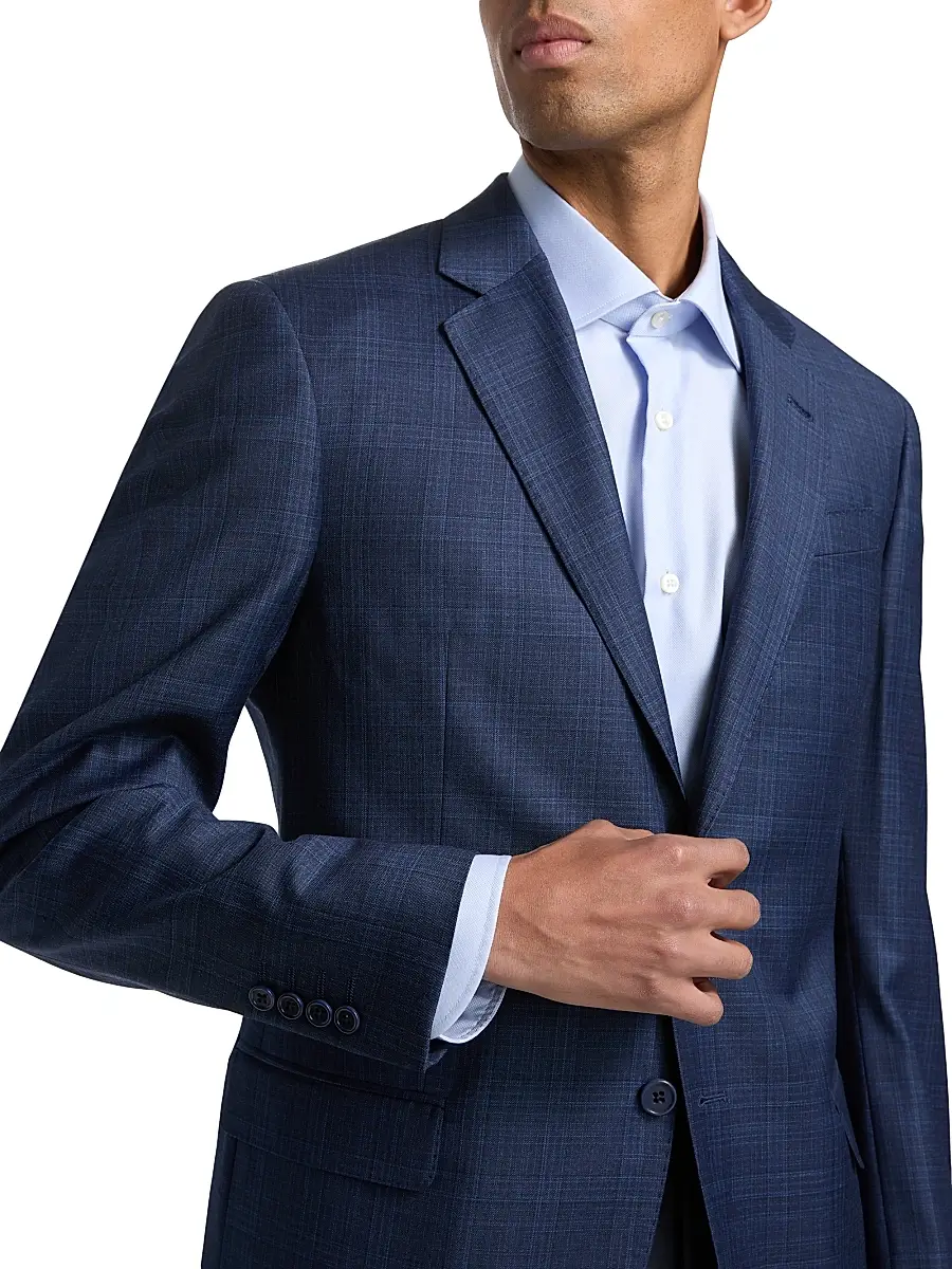 Emporio Armani Men's Windowpane Plaid Single-Breasted Wool Suit | Thumbnail 6 Emporio Armani Men's Windowpane Plaid Single-Breasted Wool Suit | Thumbnail 6