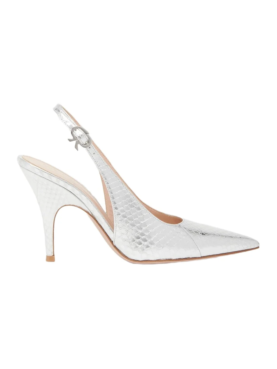 Women's 95MM Snakeskin-Embossed Leather Slingback Pumps