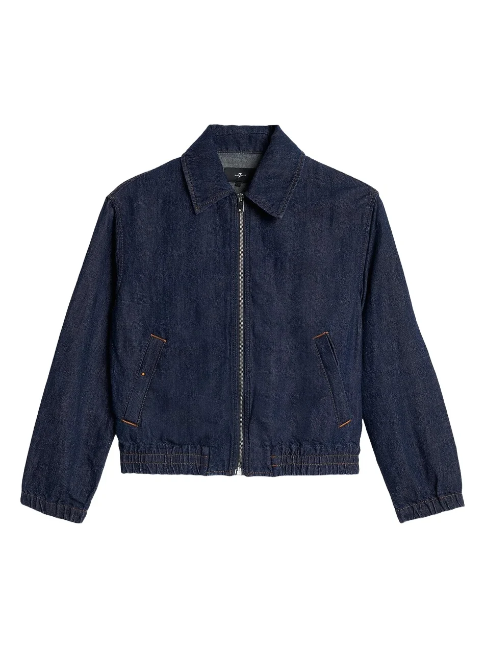 7 For All Mankind Women's Denim Bomber Jacket