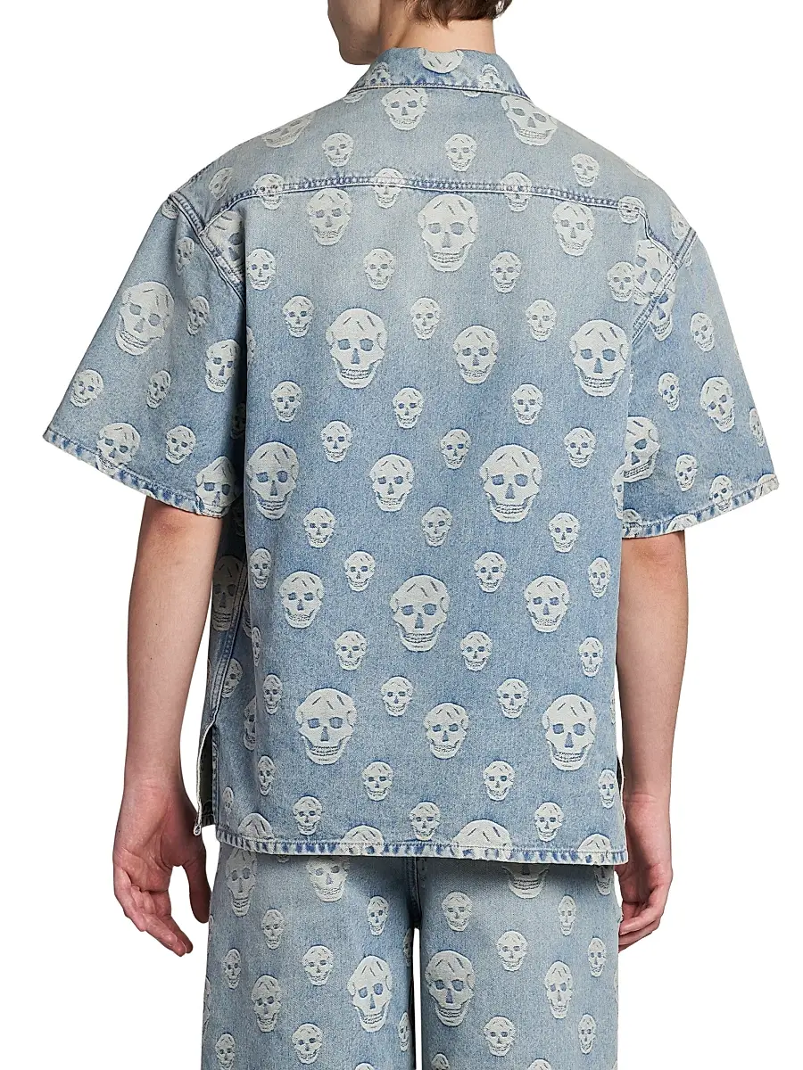 Alexander McQueen Men's Skull Denim Camp Shirt | Thumbnail 5 Alexander McQueen Men's Skull Denim Camp Shirt | Thumbnail 5