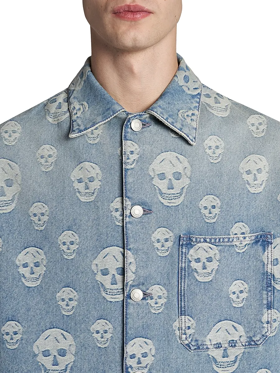 Alexander McQueen Men's Skull Denim Camp Shirt | Thumbnail 6 Alexander McQueen Men's Skull Denim Camp Shirt | Thumbnail 6