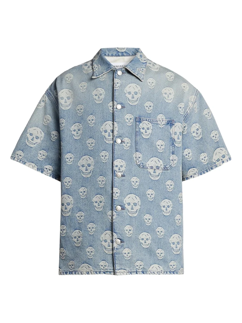 Men's Skull Denim Camp Shirt Men's Skull Denim Camp Shirt