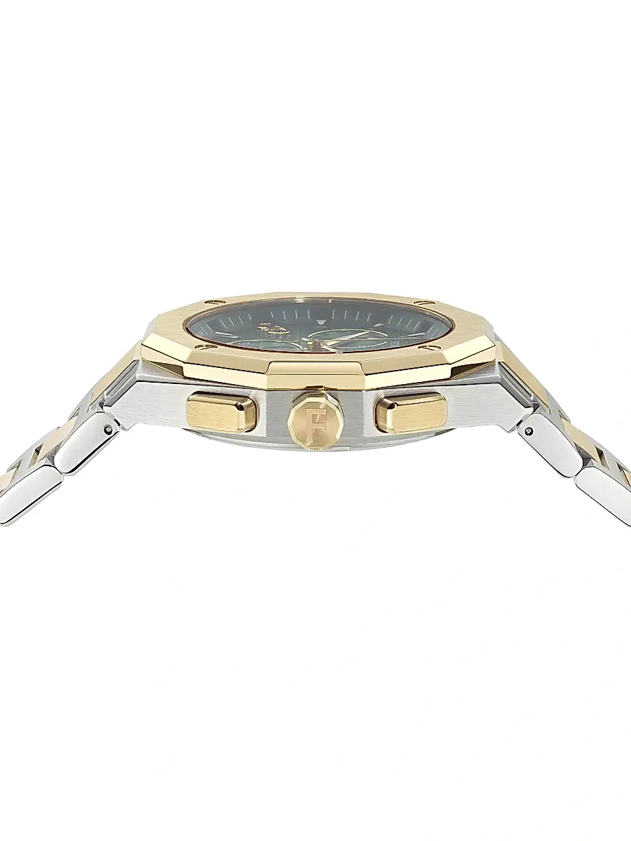 FERRAGAMO Men's Gancini Goldtone & Silvertone Ion-Plated Stainless Steel Bracelet Watch/42MM - Two Tone Green Dial | Thumbnail 3 FERRAGAMO Men's Gancini Goldtone & Silvertone Ion-Plated Stainless Steel Bracelet Watch/42MM - Two Tone Green Dial | Thumbnail 3