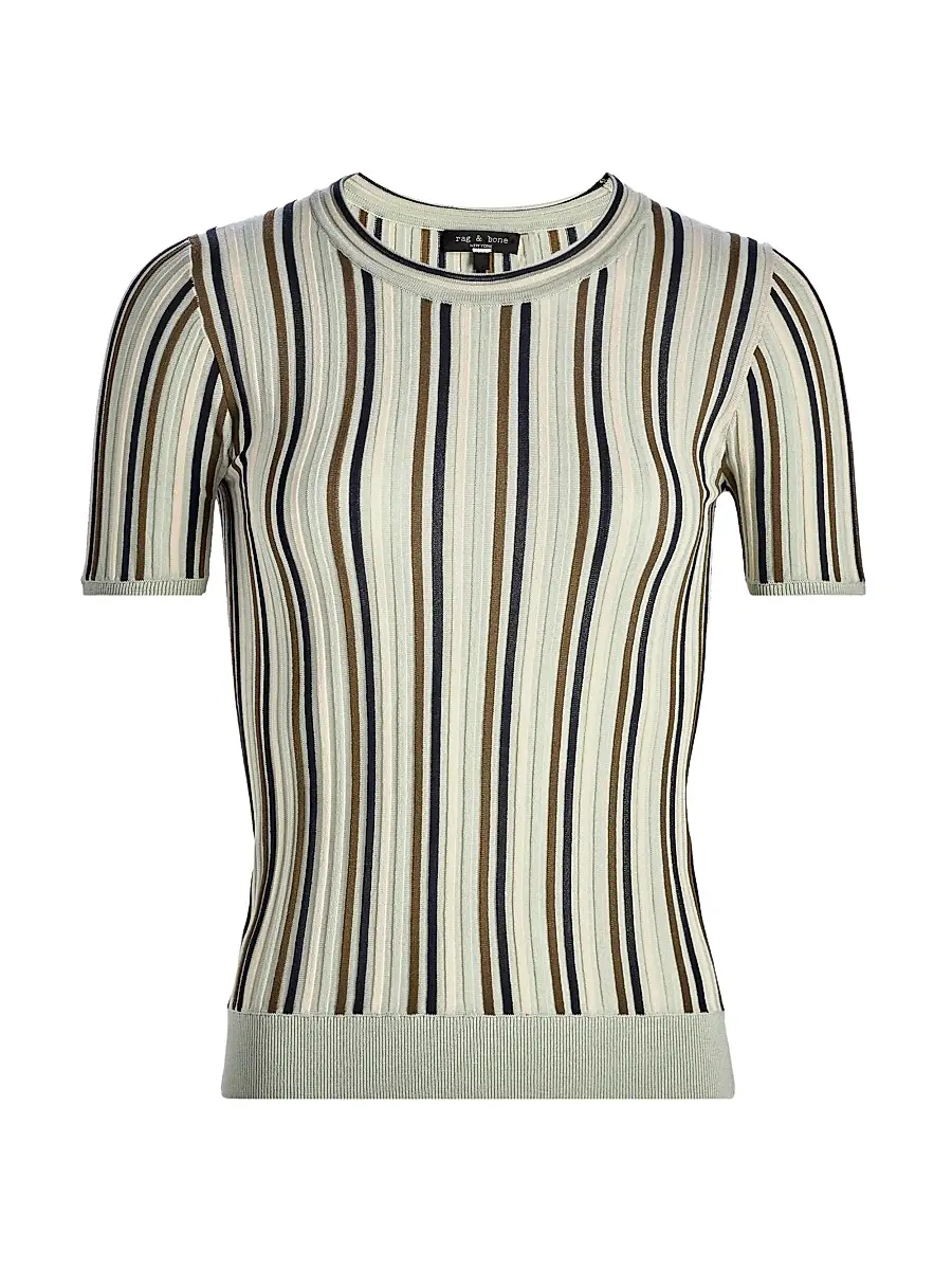 rag & bone Women's Victoria Striped Rib-Knit Top